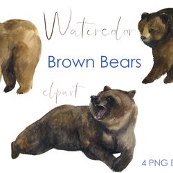About Watercolor Bear Clipart, Cute Forest Png Graphic, Use for a drawn artwork to make your own unique postcards