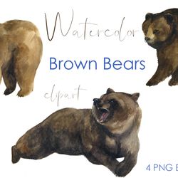 about watercolor bear clipart, cute forest png graphic, use for a drawn artwork to make your own unique postcards