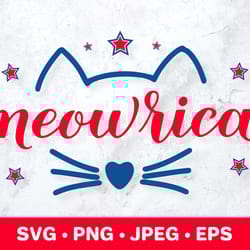 meowrica. american cat. 4th of july pun. patriotic svg