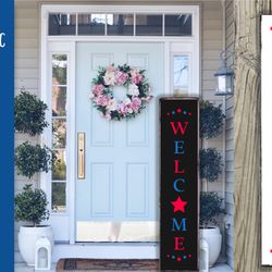 patriotic welcome porch sign. 4th of july vertical sign svg