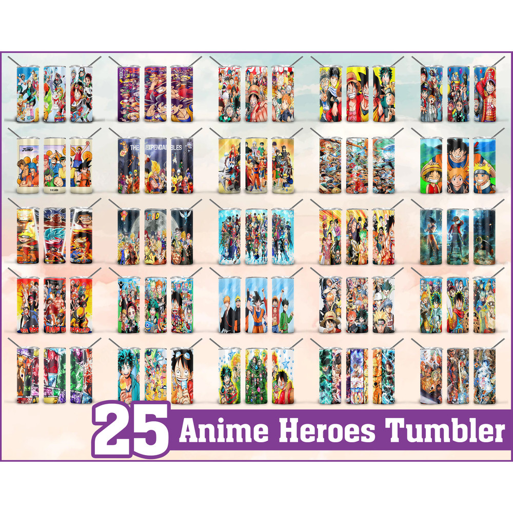 25 Anime heroes Tumbler, Anime heroes PNG, Tumbler design, Digital download.jpg