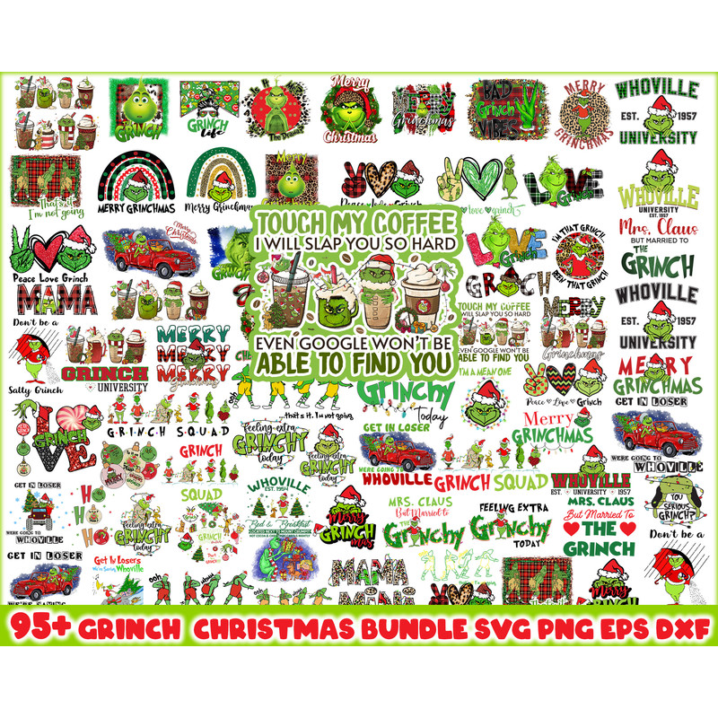 Grinch Bundle SVG, Grinch SVG, Grinchmas Cutting Image, Christmas Grinch svg, png, eps, dxf.jpg