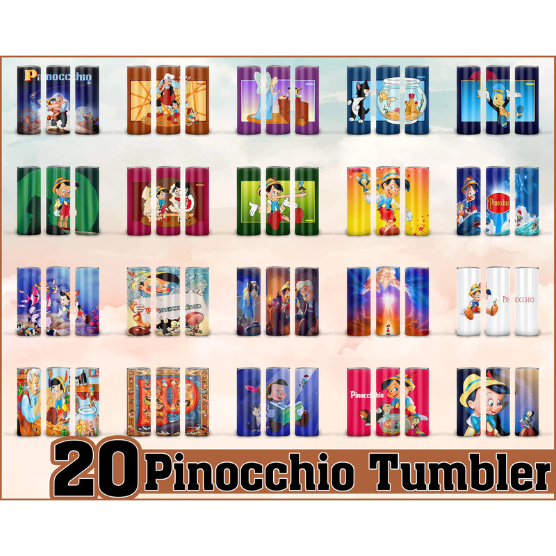 Pinocchio Tumbler, Pinocchio PNG, Tumbler design, Digital download.jpg