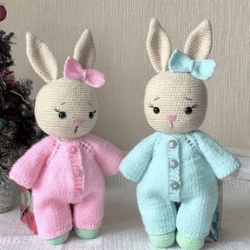 Bunny Rabbit In Clothes Crochet Amigurumi Toy Gift For Baby Girl undefined Bunny In Dress And Bow Doll Easter For Newborn