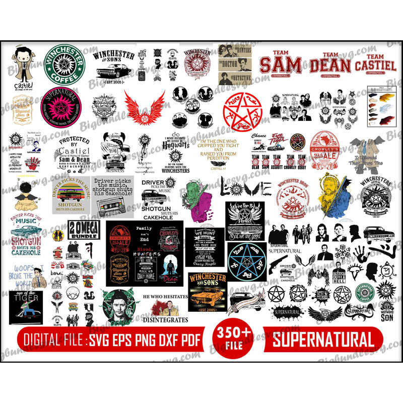 Supernatural Svg, Supernatural Silhouette, Winchester Svg, Castiel Stencil, Sam and Dean Stencil, Cricut Silhouette Svg.jpg