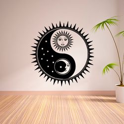 Day And Night, Moon And Sun, Yin And Yang Wall Sticker Vinyl Decal Mural Art Decor