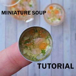 Miniature fish soup. Tutorial polymer clay, resin. Clay craft project. Miniature pattern. Mini toys. Fake food