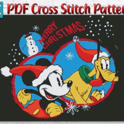Christmas Cross Stitch Pattern / Disney Cross Stitch Pattern / Mickey Mouse Cross Stitch Pattern / Holiday Instant Chart