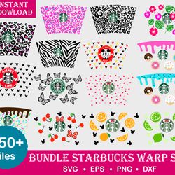 350 Starbucks Wrap SVG Bundle, Starbucks svg, eps, png, dxf