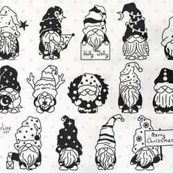 Gnome bundle SVG & PNG clipart, Christmas gnome, Garden Gnome