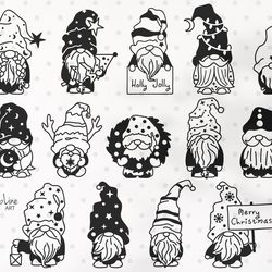 gnome bundle svg & png clipart, christmas gnome, garden gnome