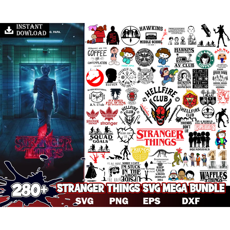 280 Stranger Things svg dxf eps png, Mega bundle Stranger Things svg, for Cricut, Silhouette,digital , Instant Download.jpg