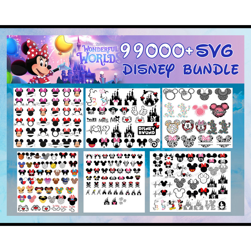 99k disney bundle svg, disney svg, Bundle Svg Png Dxf, Cricut, Frozen svg, Cricut Printable Clipart Sil.jpg