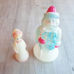 Soviet Christmas decor dolls vintage: Ded Moroz (Santa Claus) & Snegurochka (Snowgirl)