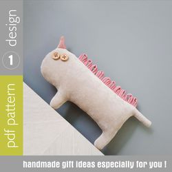 White Unicorn sewing pattern PDF digital tutorial, animal doll pattern, stuffed unicorn diy