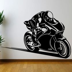 Moto Race Sticker, Motorcycle Racing, Racer, Wall Sticker Vinyl Decal Mural Art Decor