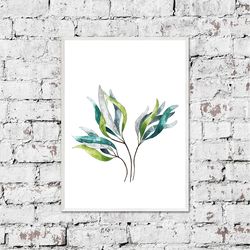 Living Room Wall Art, Leaf Prints, Plant Posters,  digital art instant download, printable art, home decor