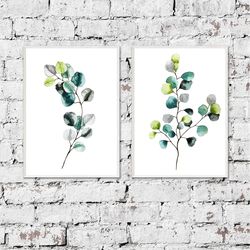 Digital art instant download, Watercolor painting poster, Leaves Watercolor, Bedroom wall decor