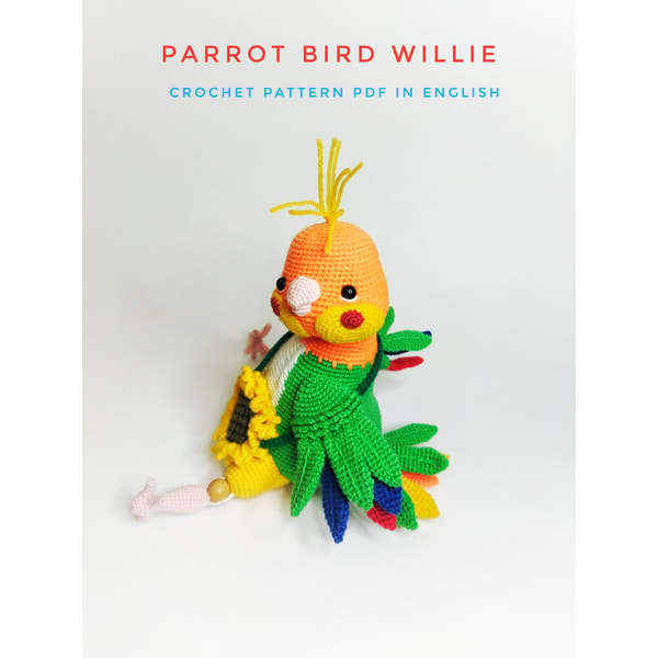 Willy Pattern Parrot bird Willy crochet pattern pdf. Soft kid toy parrot D | Inspire ...