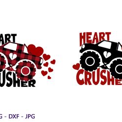 Heart Crusher SVG, Valentines Truck Heart Crusher Svg, Funny Kids Valentines Svg, Svg File For Cricut, Monster Truck
