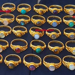 natural assorted gemstone ring, assorted crystal handmade ring, ring for women, gold plated ring, wholesale lot jewelry