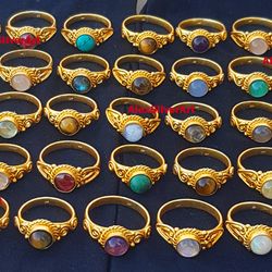 Natural Assorted Gemstone Ring, Assorted Crystal Handmade Ring, Ring For Women, Gold Plated Ring, Wholesale Lot Jewelry