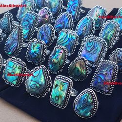 abalone shell ring, abalone shell gemstone handmade ring for women, wholesale ring for bulk sale abalone shell crystal j