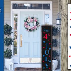 happy 4th of july porch sign svg. patriotic vertical sign