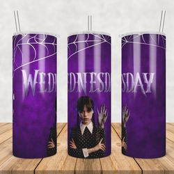 20oz tumbler wednesday wrap, addams family design, sublimation wrap, trending wednesday