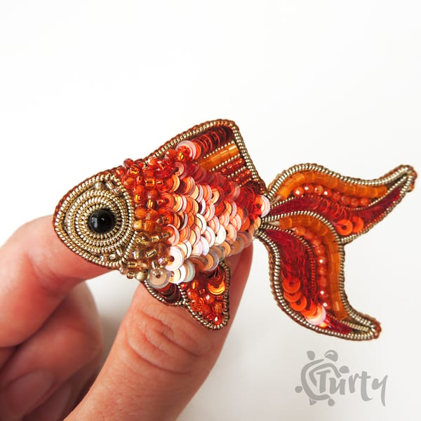 Handmade brooch fish brooch beaded pin jewelry fish - Inspire Uplift