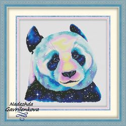 Space Panda. Cross Stitch Pattern. Cross Stitch Design. Digital. PDF. Saga.