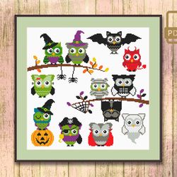 Halloween Owls Cross Stitch Pattern