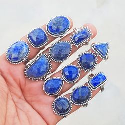 lapis rings, faceted lapis lazuli gemstone ring, handmade ring jewelry, lapis crystal cocktail ring, ring for women, who