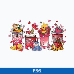 winne the pooh valentine coffee png, valentine's day png, valentine coffee png