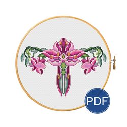 Feminine lotus for cross stitch pattern