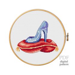 Cinderella's glass slipper for cross stitch pattern