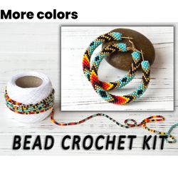 Bead crochet kit hoop earrings, More colors earrings kit, Jewelry making kit, Craft projects, Bead crochet DIY kit