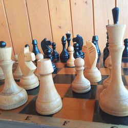 Wooden chess set Oredezh - Soviet vintage chess set 1970s