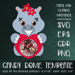 Hippo Candy Dome | Valentine Paper Craft Template