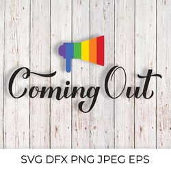 coming out lettering. lgbt community svg