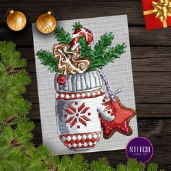 Christmas Mitten Cross Stitch Pattern in PDF