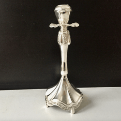 Silver Plated Candlestick undefined Vintage 2000s | Processed Stem - Silver Plated | Round Foot | Made In Russia | High: 10"