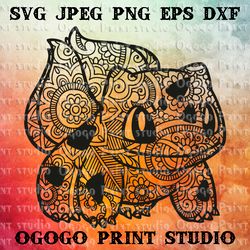 Bulbasaur SVG, Mandala svg, Pokemon Svg cut file, Zentangle SVG