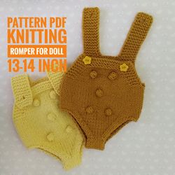 Pattern PDF Romper for doll Minikane,  tutorial Romper with Popcorn for doll, pattern knitting clothes for Gordi doll