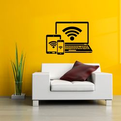 IT Technology Sticker, Wi-Fi, Laptop, Tablet, Smartphone Wall Sticker Vinyl Decal Mural Art Decor