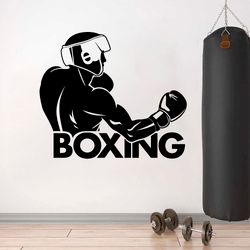 Boxing Sticker, Boxer Training, Gym, Sport, Wall Sticker Vinyl Decal Mural Art Decor