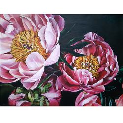 peonies painting pink peonies flowers acrylic painting original art flowers original artwork floral wall art
