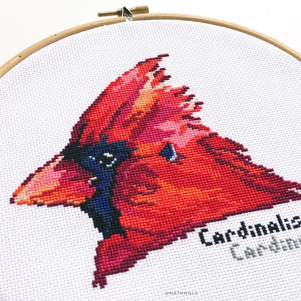 Head Red Cardinal Cross Stitch