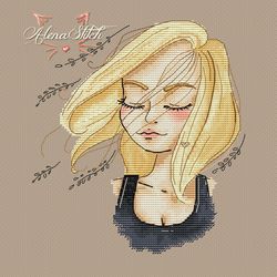 The wind in her hair blond. Cross stitch pattern pdf & css