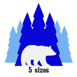 bear embroidery machine design. forest landscape embroidery files. embroidery downloads.
